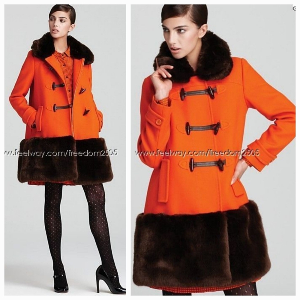 NWOT Kate Spade Allie Faux Fur Trimmed Duffel Coat